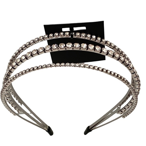MENAGE A TRIOS STRAND HEADBAND SILVER TONE - Picture 4 of 9